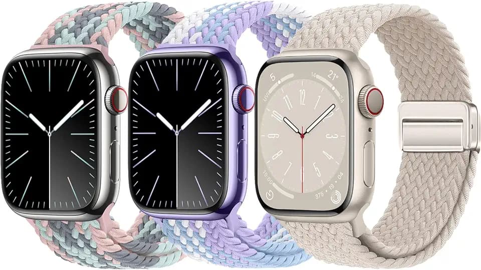 3 Pack Braided Sport Loop Band Compatible with Apple Watch Bands Women Men
