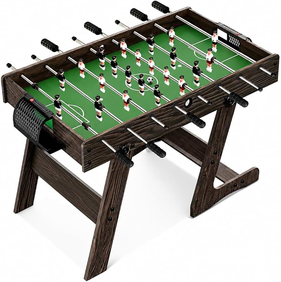 SereneLife Tischkicker Klappbar 110 cm – Kickertisch für Kinder & Erwachsene Stabiler MDF Tischfußball mit Stahlstangen & 4 Bällen