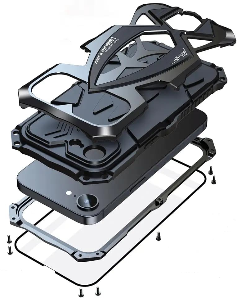 Lunivop for iPhone 17e /iPhone 16e Case Metal Heavy Duty Black