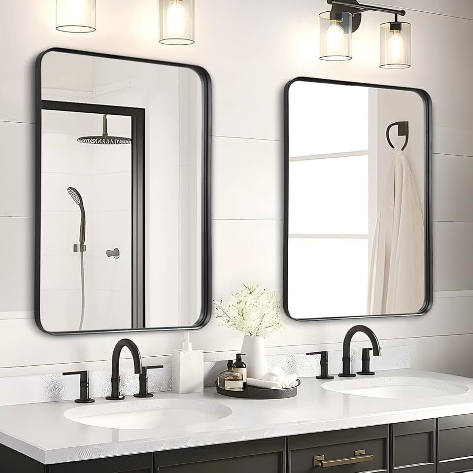 Black Bathroom Vanity Mirror Over Sink 2 Pack, 24x36 Large Wall Mirror