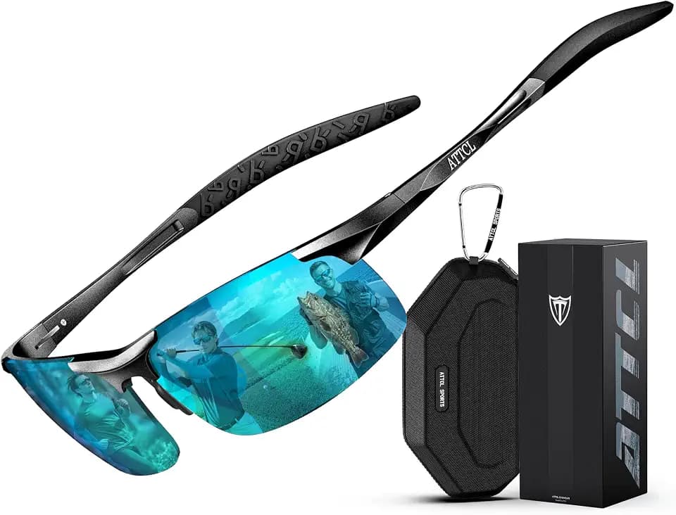 ATTCL Sonnenbrille Herren Polarisiert Sports UV400 Leicht Wrap-Around AL-MG