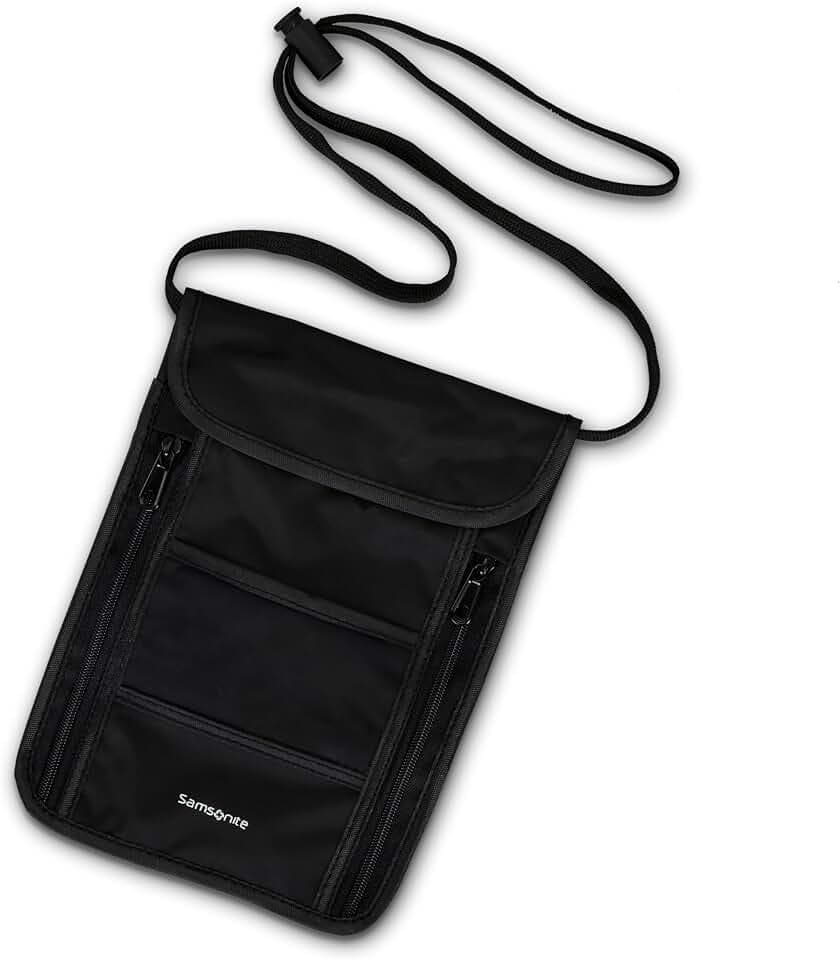 Samsonite RFID Neck Pouch - Lightweight and Durable Nylon RFID Protection Technology - Blocks RFID Signals Encoded In Passports, IDs & Credit Cards