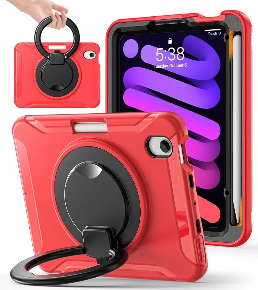 BATYUE Shockproof Case for iPad mini A17 Pro/Mini 6, 8.3 inch, Red