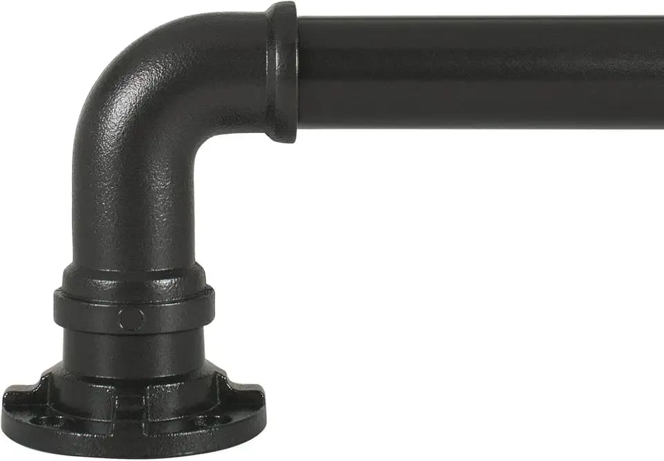 Decopolitan Industrial Wrap Around Telescoping Curtain Rod Set, 18-36", Black
