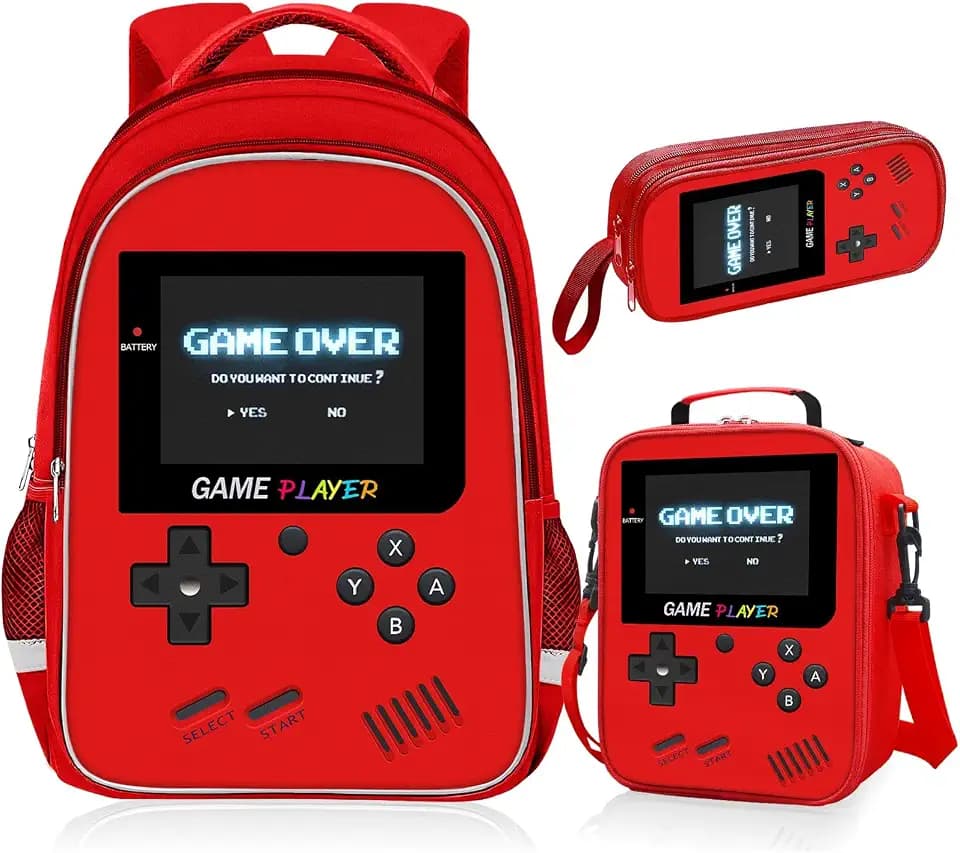 TILYTADLY School Backpack For Boys - Gamer Boys Backpack For Kids Children Teens Elementary Middle School - Ages 6-18，17″