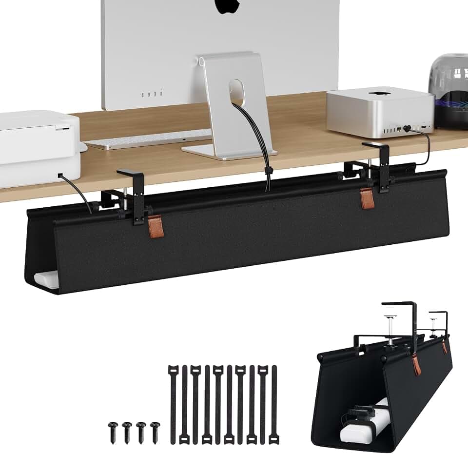 Zilink Under Desk Management Tray Desk Cable Organizer 40 inch, Black