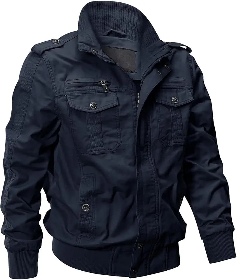 EKLENTSON Men's Military Flight Jackets Cotton Multi Pocket Workwear