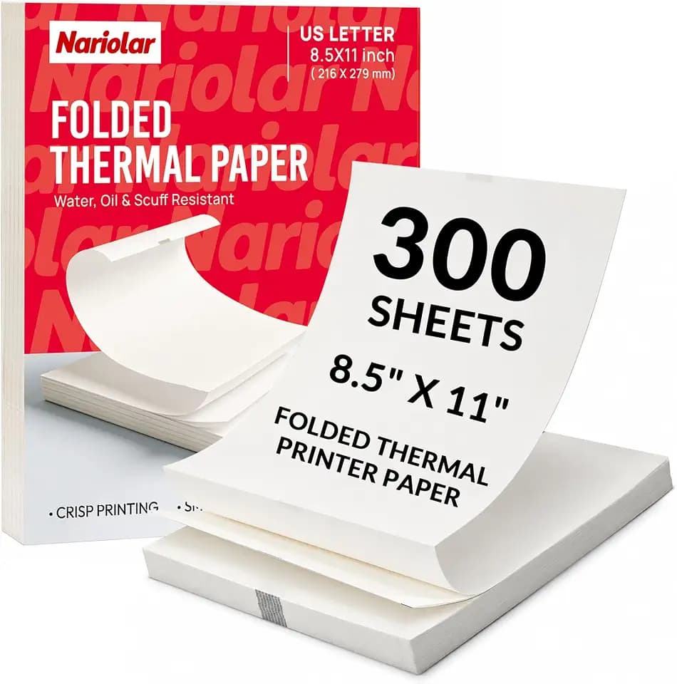 Nariolar Thermal Printer Paper 8.5 x 11 Inch Folded 300 Sheets