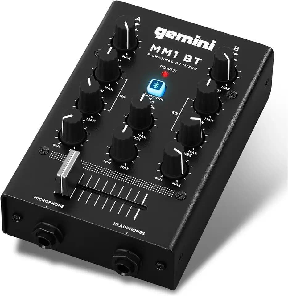 Gemini Portable 2-Channel Bluetooth DJ Mixer with EQ (MM1BT)