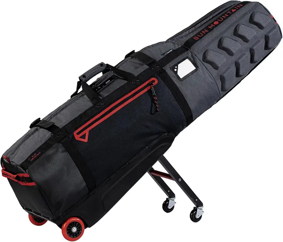Sun Mountain ClubGlider 3 Golf Travel Bag - 4-Wheel Rolling Retractable-Leg System, Heavy-Duty Ballistic Nylon, Integrated TSA Lock