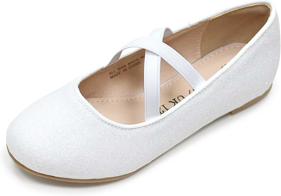 Girls Black Dress Shoes Mary Janes for Girls Ballet Flats with Cross Strap Party Wedding School Shoes