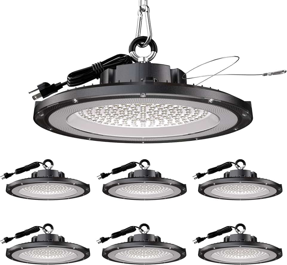 UFO LED High Bay Lights 200W 6 Pack 5000K with 5ft Plug