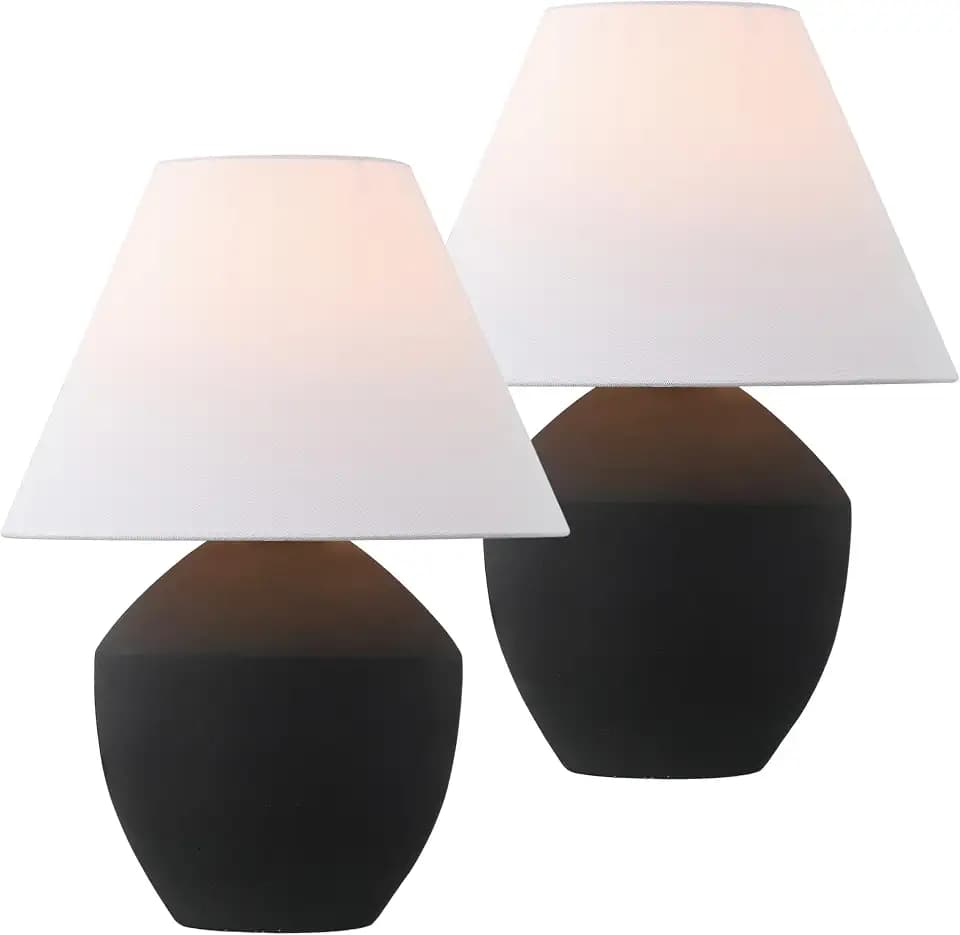 JONATHAN Y Ralf Scandinavian Resin Table Lamp 20.5", Matte Black, Set of 2