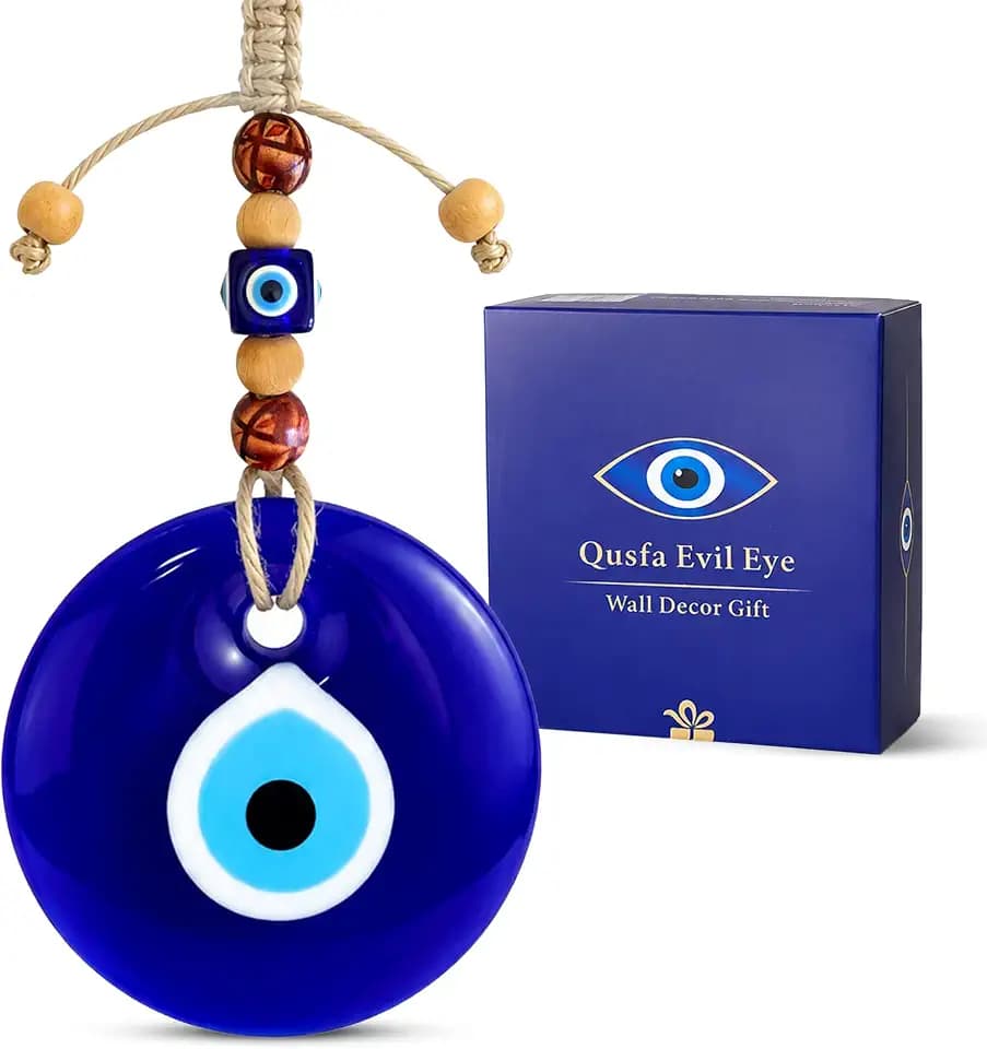 4.2" Turkish Evil Eye Decor Wall Hanging Blue Glass Charm