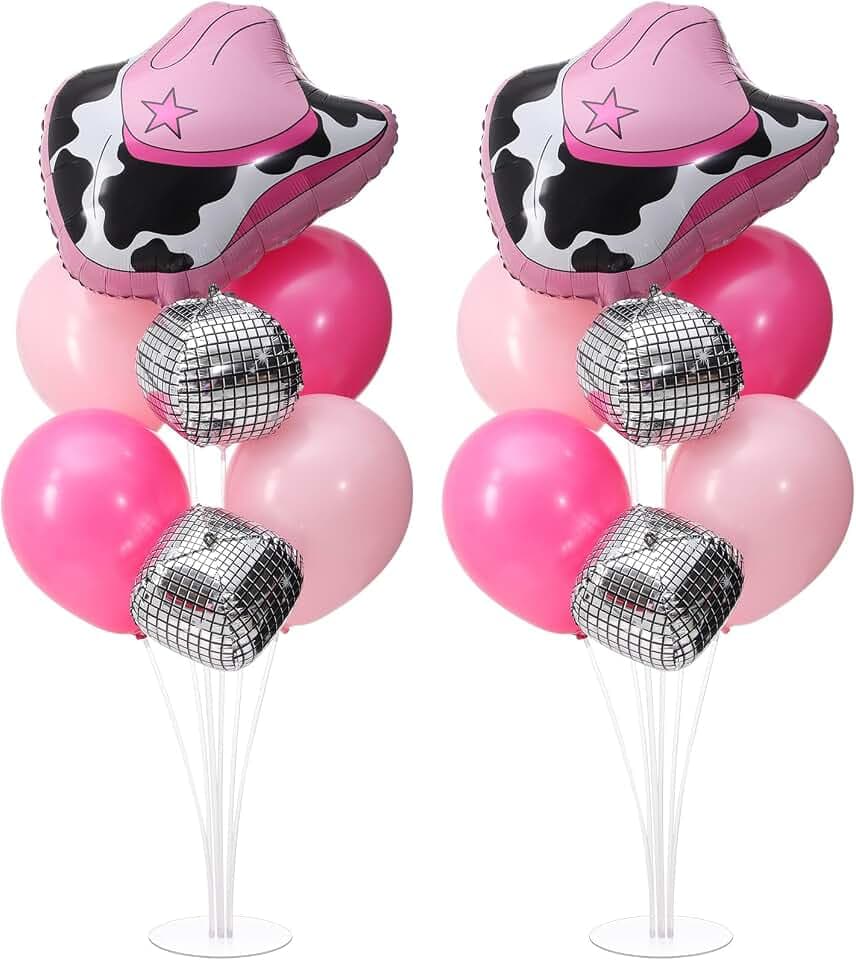 WinnerWhy 2 Set Cowgirl Party Decorations Disco Ball Balloon, Disco Ball