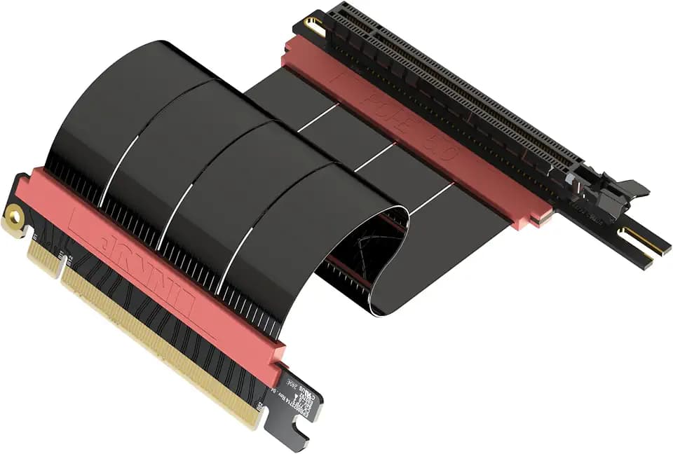 LINKUP - AVA5 PCIE 5.0 Riser-Kabel | Linkswinkel, Schwarz 15cm