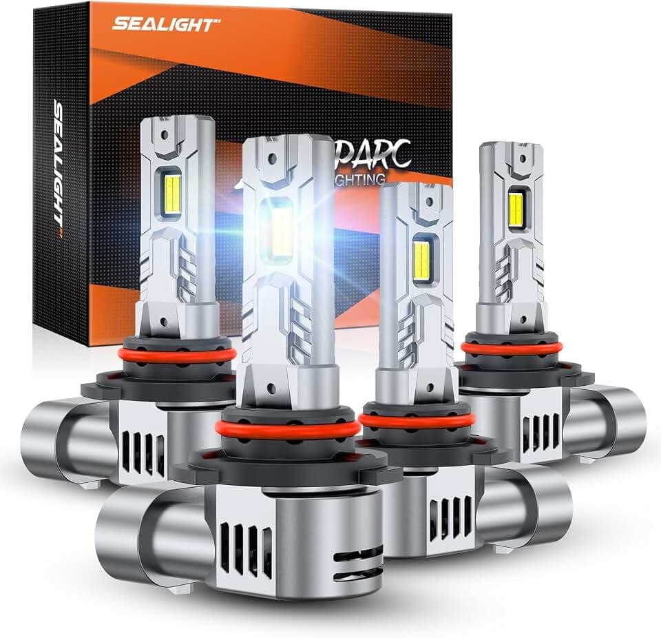 SEALIGHT S2S 9005/HB3 9006/HB4 Light Bulbs Combo, 160,000LM Super Brighter, 6500K Pure White 9005 9006 Fog Bulbs, with Cooling Fan 80K+ Hours Lifespan, 4-Pack