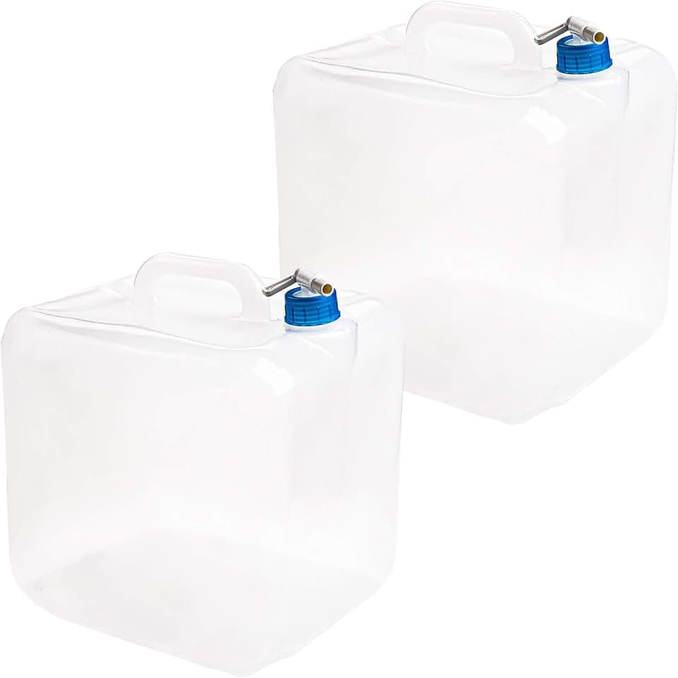 Cedilis 2 Pack 5.3 Gallon Collapsible Water Container with Spigot, Food Safe Water Storage Jug, BPA-Free Camping Water Storage Jug Canteen for Outdoor Hiking and Emergency, Portable, Foldable