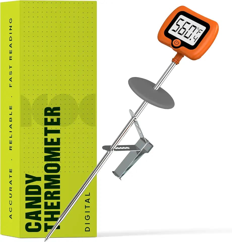 Digital Candy Thermometer with Pot Clip, 10" Long Stainless Steel Probe, Instant Read Kitchen Thermometer for Cooking, Baking, and Candy Making