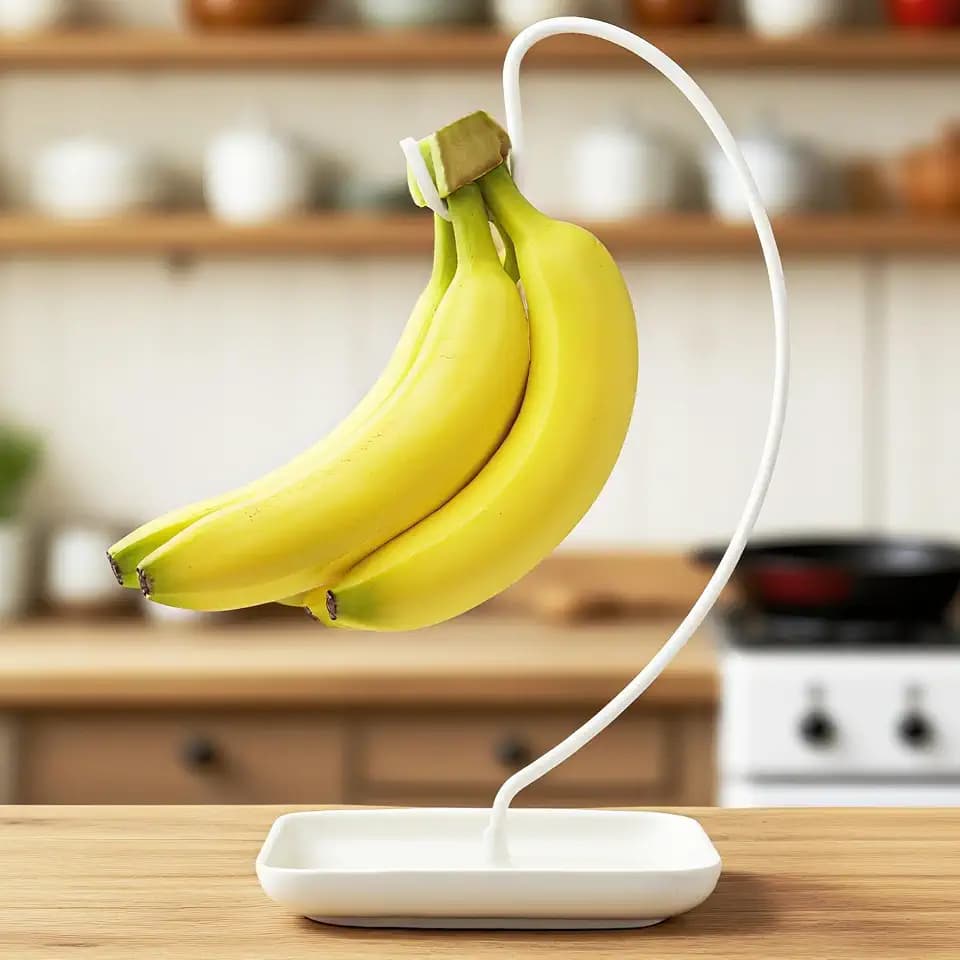 VROOMIUM Banana Holder with Ceramic Base, Hassle-free Clean, Fruit Hanger C