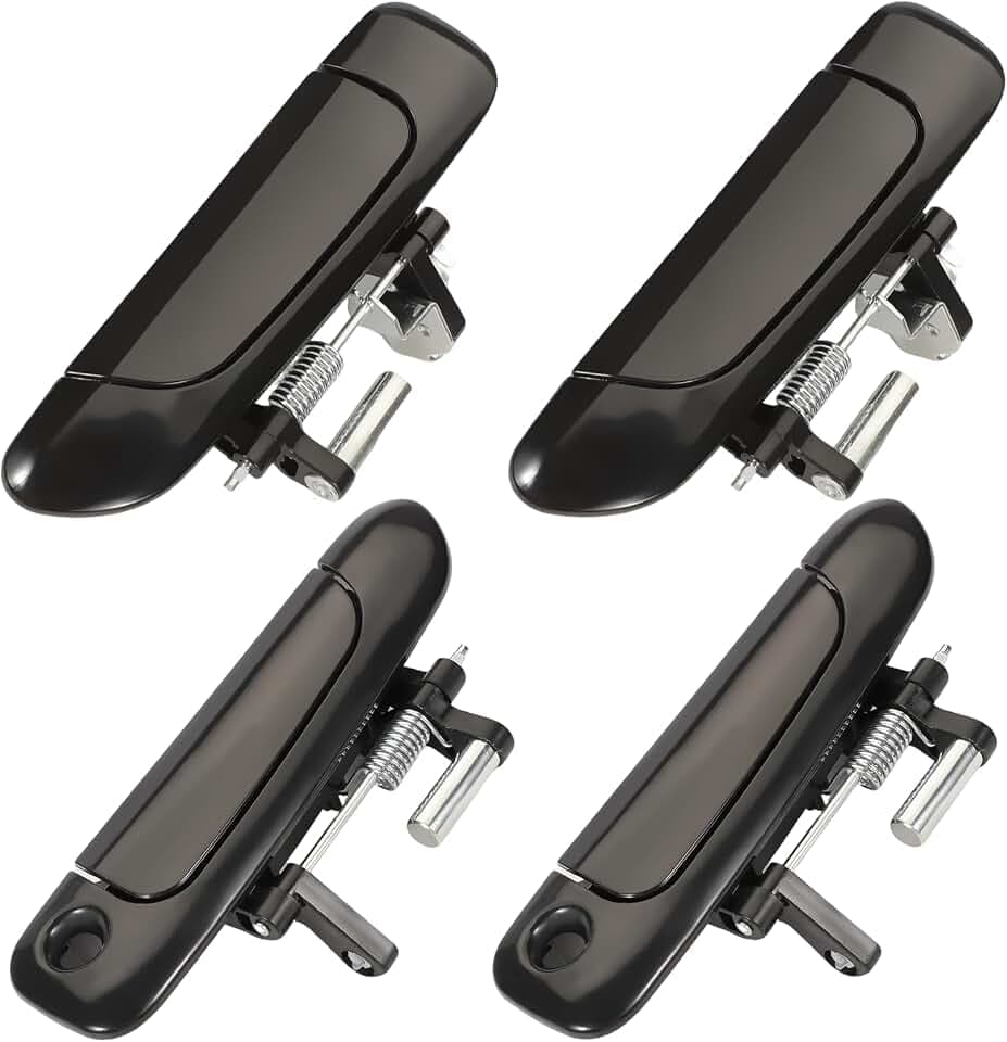 Set of 4 Exterior Door Handles for Honda Civic 2001-2005,Front Rear Driver & Passenger Side Replaces 72140S5DA02, 72180S5DA02, 72640S5DA01, 72680S5DA0, Smooth Black