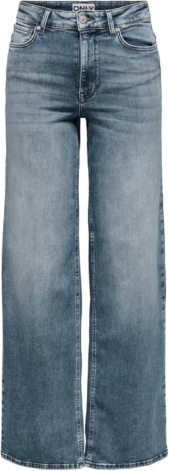 ONLY Female Jeans mit weitem Bein ONLMADISON Hohe Taille Weiter Beinschnitt Jeans