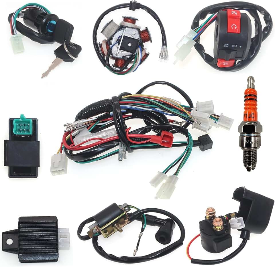 Kabelbaum Komplett 6 Coil Stator CDI Kabelbaum für 49cc 50cc 70cc 90cc 110cc 125cc 150cc GY6 Taotao Kazuma Baja ATV Dune Buggy Go Kart Scooter Pit Bike Quad Moped 4 Takt Motor Harness
