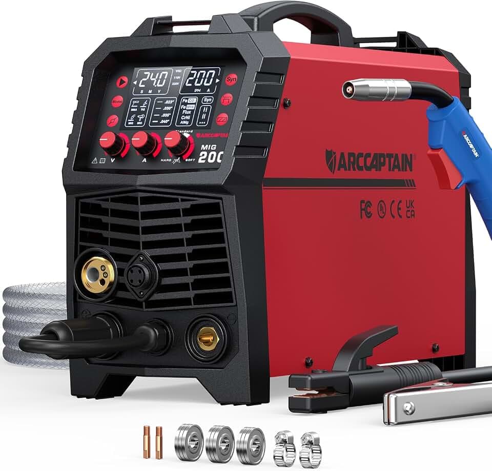 ARCCAPTAIN MIG MAG Schweißgerät 200A, 7 in 1 vollsynergisches Schweißgerät