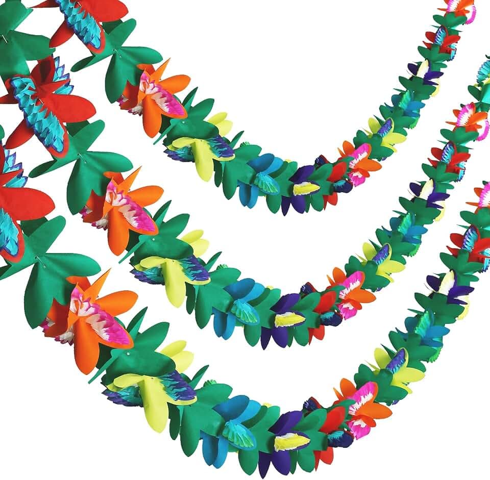 KESOTE 3 Pack Tropical Paper Flower Summer Garland, Luau Party Decorations