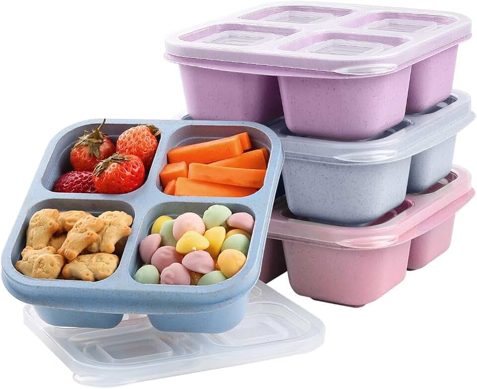 4 Pack Snack Containers with Lids, Reusable Snackle Box, 2-Cup Capacity
