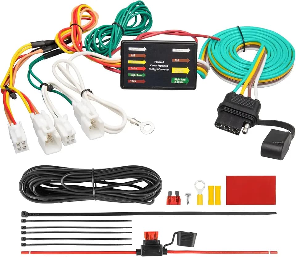 Oyviny Vehicle-Side Custom 4 Pin Trailer Wiring Harness 56434 for 2019-2025 Toyota RAV4 & 2021-2024 Toyota RAV4 Prime & 2023-2025 Mitsubishi Outlander PHEV, Flat 4 Pin Tow Harness for RAV4