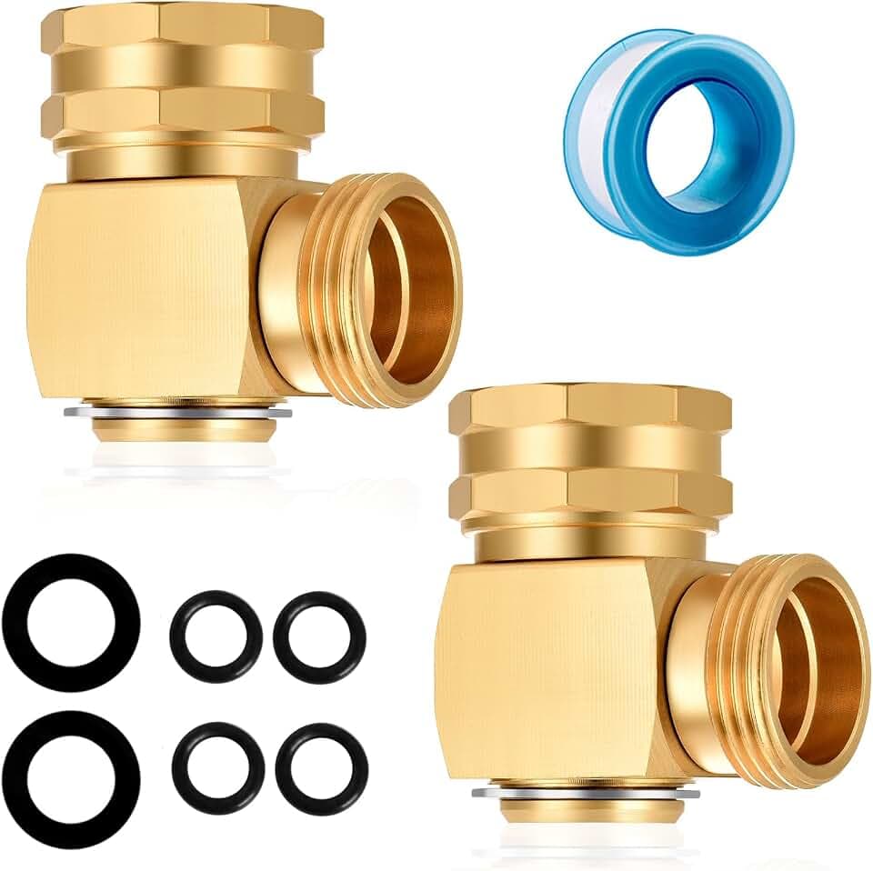 SIGURANTA 3/4 GHT 90 Degree Hose Elbow, Solid Brass Male Female, 2 Pack