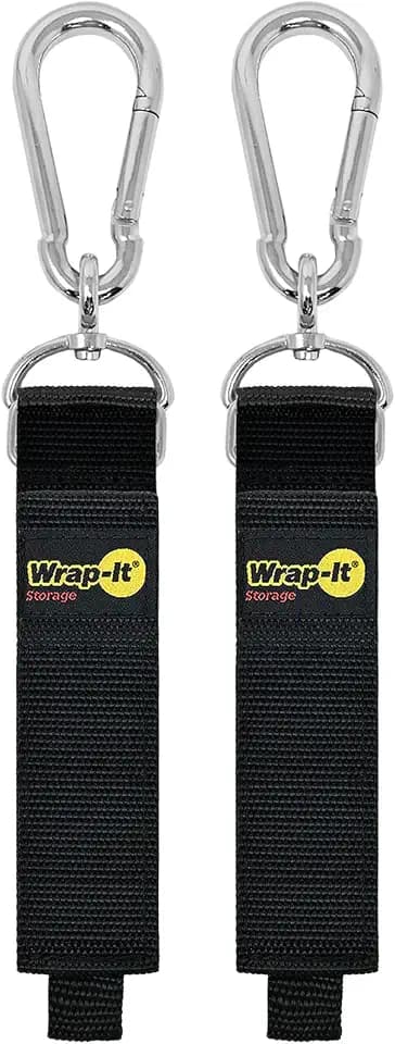Hook 'n Hang Wrap-It Storage Straps - 18" (2-Pack) Black