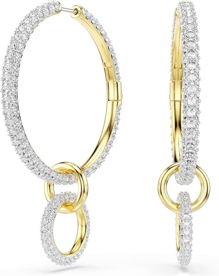 Swarovski Dextera Kreolen, Rundschliff, Weiß, Goldlegierungsschicht