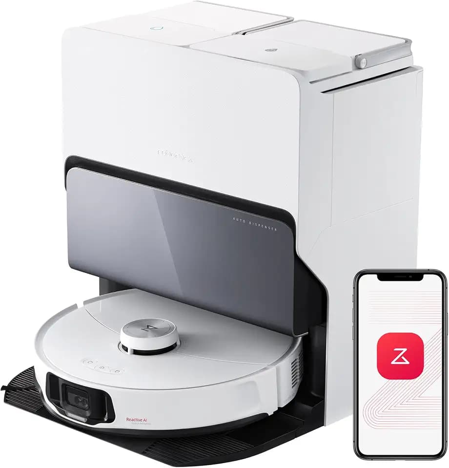 roborock S8 MaxV Ultra Saugroboter mit Wischfunktion&Hebarem Wischmopp, Umfangreiche Reinigung Durch die ausfahrbaren Seitenbürste, 10.000 Pa, 60 °C Heißwasser-Moppwäsche, All-in-One-Dock