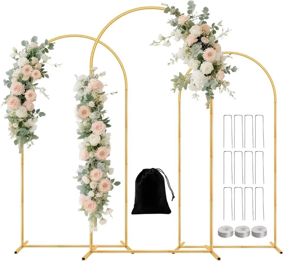 3 Pack Metal Arch Backdrop Stand(6 ft, 5 ft, 4 ft) Balloon Arbor Frame