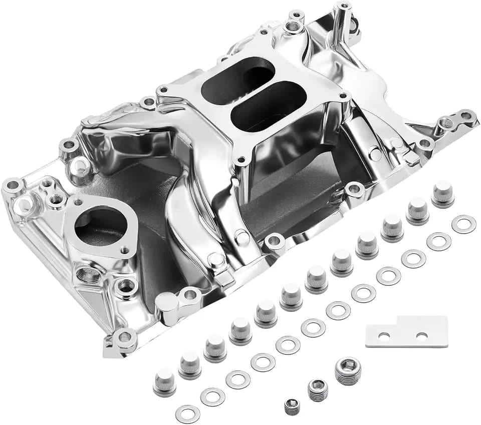 7576 Air Gap Intake Manifold Dual Plane Cast Aluminum Compatible with Chrysler Dodge Plymouth Jeep Mopar LA Magnum Small Block V8 318 5.2L 340 360 5.9L 1967-2003 55026 85026 DM-3812