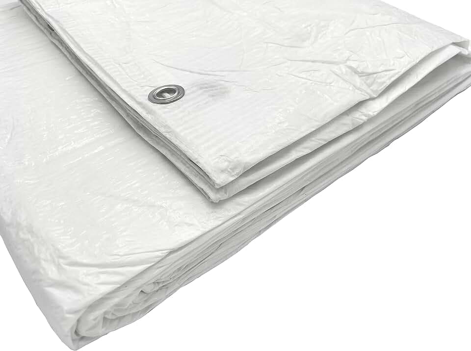 Abdeckplane, wasserdicht, weiß, 55 g/m², mit Metallösen, Schutzplane, Autoabdeckung, Mehrzweckplane, 3 Stück, 3 x 5 m