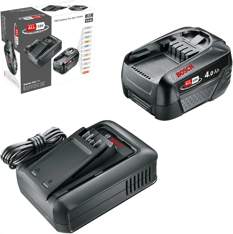 Bosch Akku und Schnellladegerät Starter Set 18V (1x 4,0Ah Li-Ionen-Akku; 1x Schnellladegerät; POWER FOR ALL 18V Alliance)