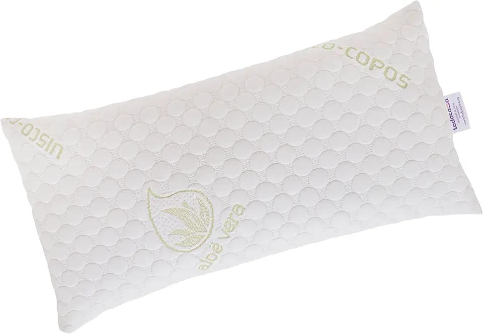 Todocama Kopfkissen, 100% viskoelastisch, Kern aus Stretch-Gewebe, gepolstert und mit Flockenpartikeln, weiß, 70 cm