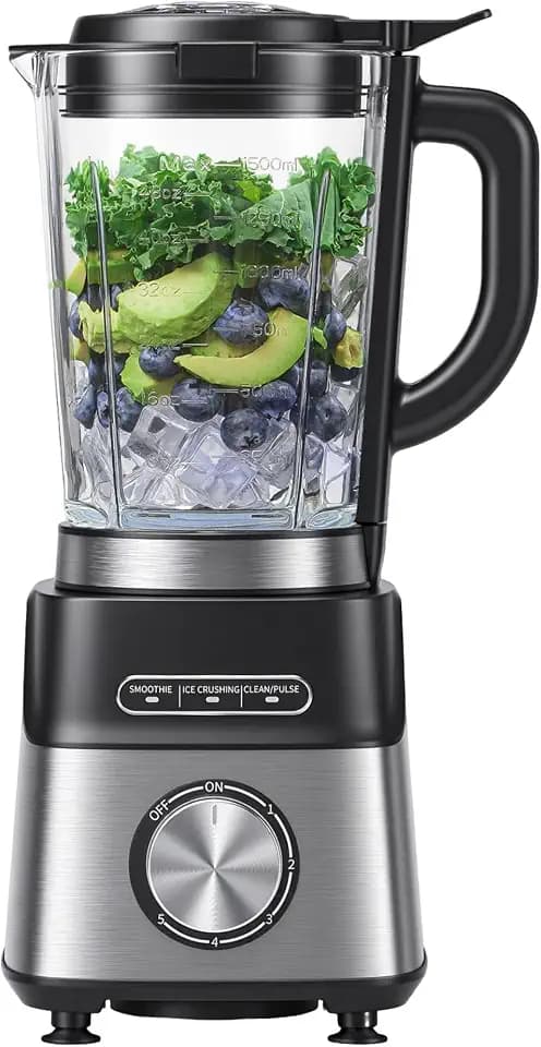AMZCHEF Standmixer Glas 1200W, Smoothie Maker mit 1,5L Glasbehälter