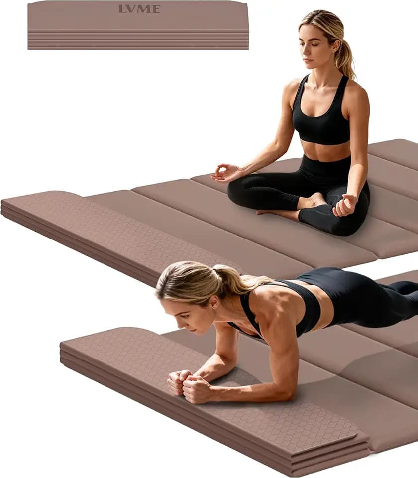 LVME Foldable Yoga Mat Thick, 76"x26"x0.4" Extra Long, 10mm Exercise Mat