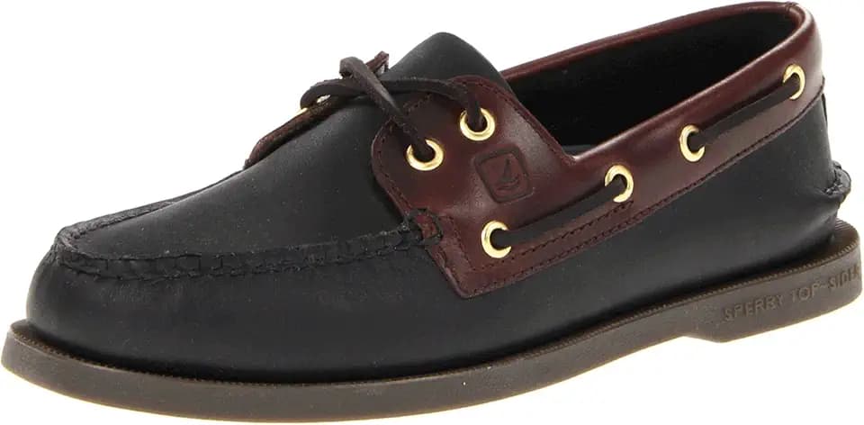 Sperry Men's Authentic Original 2-Eye Leather Boat Shoe, Other Black, 9.5