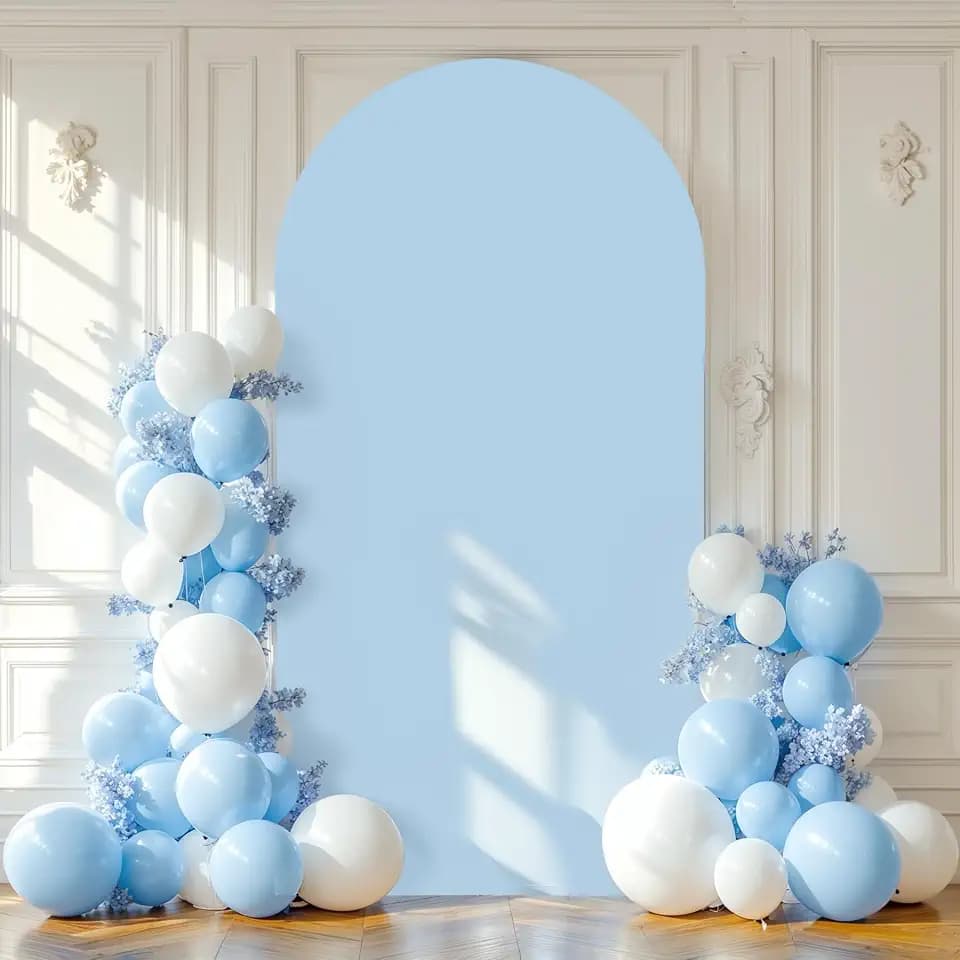 7.2FT Blue Arch Backdrop Cover Spandex Fitted Arch Covers Stretchy Backdrop Round Top Chiara Backdrop for Birthday Party Baby Shower Ceremony Banquet Decoration