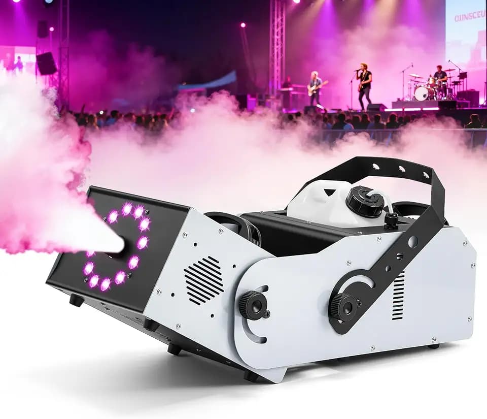 3000W Professional Fog Machine 180° Adjustable Nozzle, Haze＆Smoke Machine Vertical with Remote & Wired Control, 12 RGB LED Lights & 3L Tank for Parties, DJ, Stage, Clubs, Events