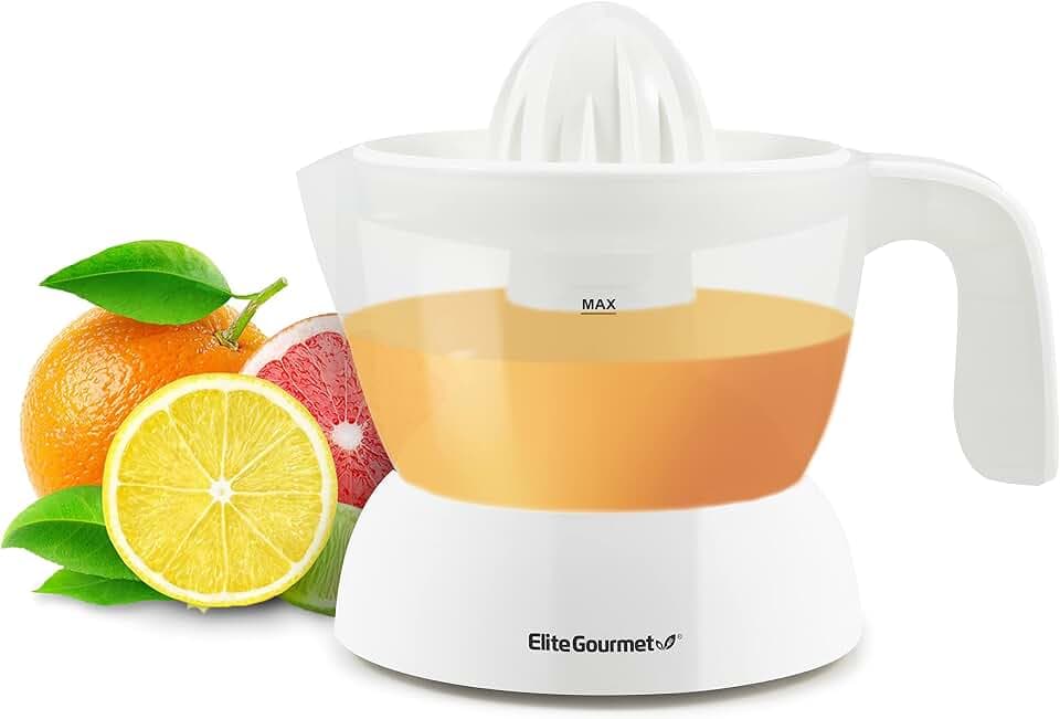 Elite Gourmet ETS-411 Electric Citrus Juicer, Compact 30-Watt, 16 oz, White