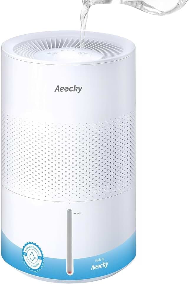 AEOCKY 420mL/h Mist-Free Evaporative Humidifier, 4.5L Tank, No White Dust