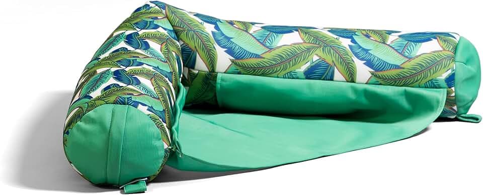 Big Joe Noodle Sling No Inflation Needed Pool Seat with Armrests, Tropical Palm Green Double Sided Mesh, Quick Draining Fabric, 3 feet