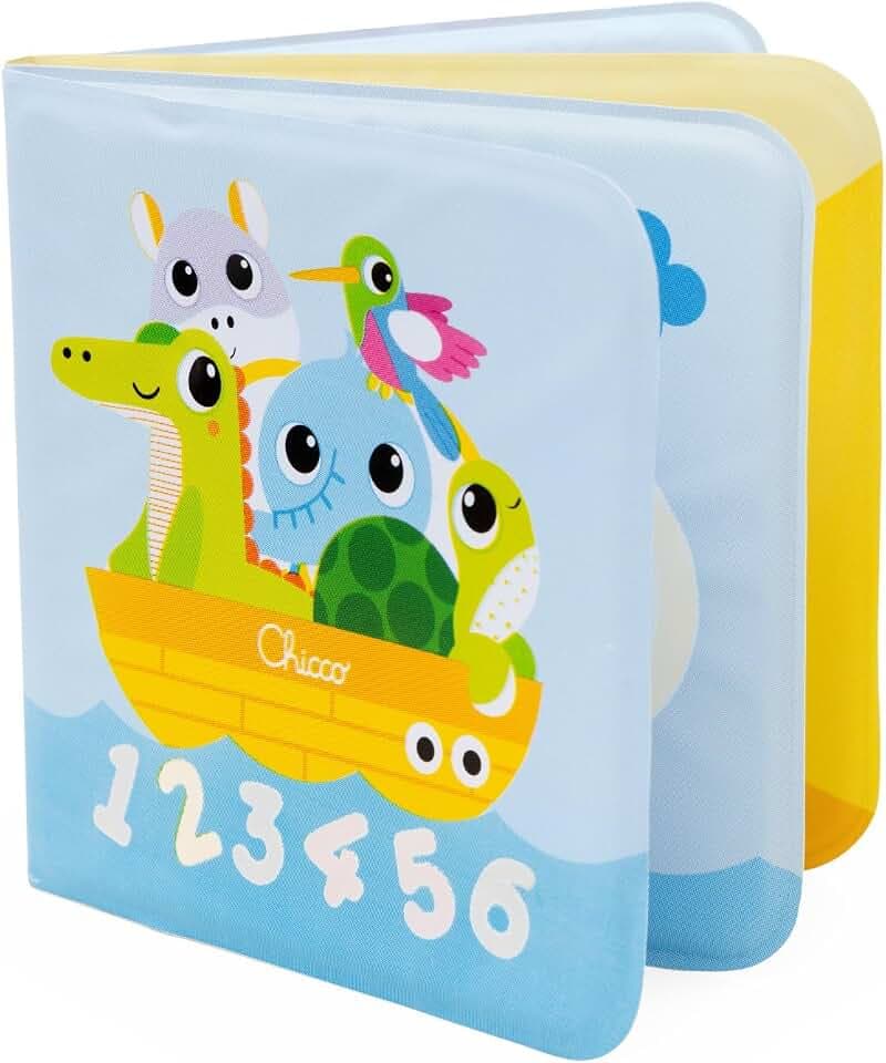 Chicco Baby-Badebuch, aus weichem Kunststoff, lernt Zahlen, Farben und Tiere, leicht und einfach zu öffnen, färbt Sich mit Wasser, Spielzeug für Kinder von 6-36 Monaten