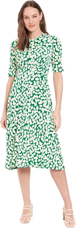 London Times Women's Flattering Fit-and-Flare Midi Dress for Cocktail, Wedding Guest, Summer, and Work Dresses for Women
